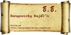 Benyovszky Baján névjegykártya